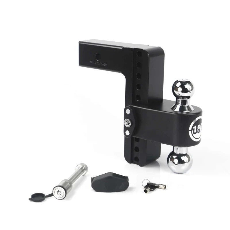 Weigh Safe 180 Hitch with 8-inch drop and 2.5-inch shank in Black Cerakote with dual ball mount and locking pin
