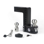 Black Cerakote Weigh Safe 8-inch drop hitch featuring a built-in tongue weight scale and 2.5-inch shank.