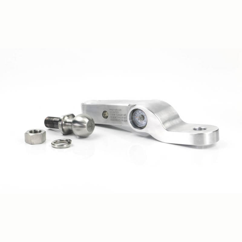Weigh Safe fixed height ball mount with 2-inch drop, 2-inch tow ball, and integrated tongue weight gauge.