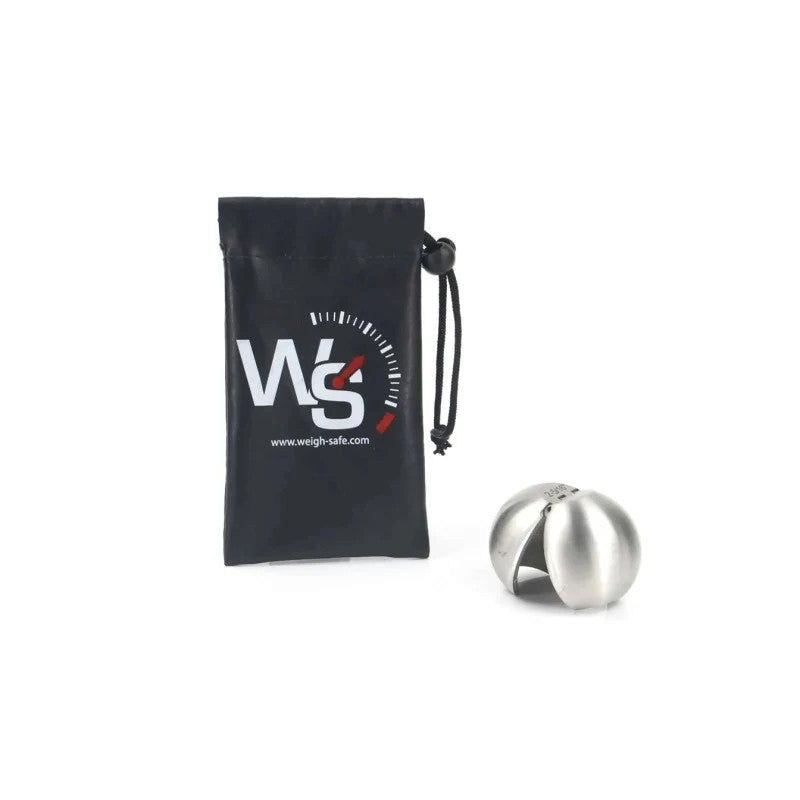 Weigh Safe WS07 stainless steel clam shell converter adapting a 2-inch hitch ball to 2-5/16-inch.