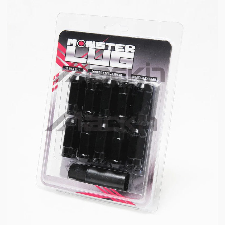 Set of 20 Wheel Mate Monster black open end lug nuts for 1/2 inch wheel studs