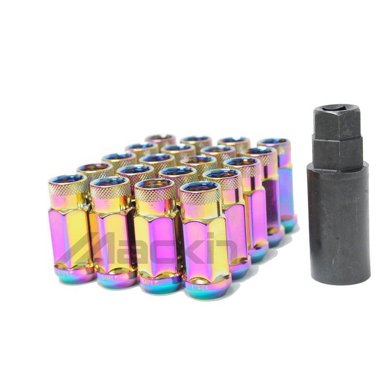 Set of 20 Wheel Mate Monster open-ended 14x1.50 lug nuts with a black chrome finish.