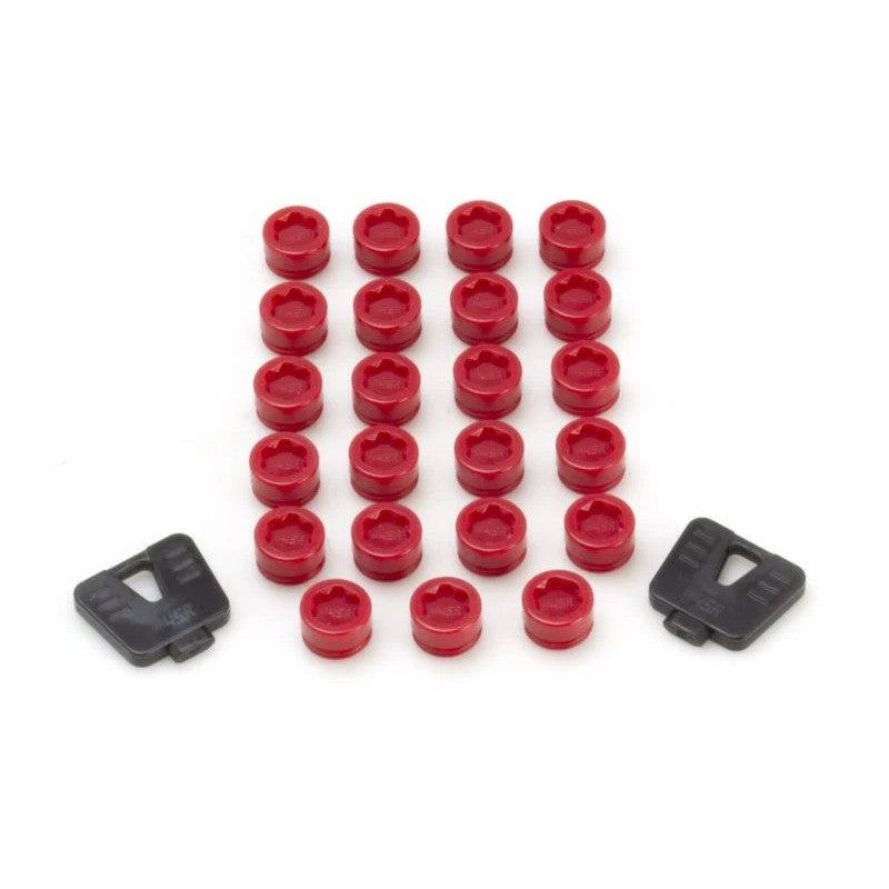 Set of 20 red replacement caps for Wheel Mate SR45R lug nuts.