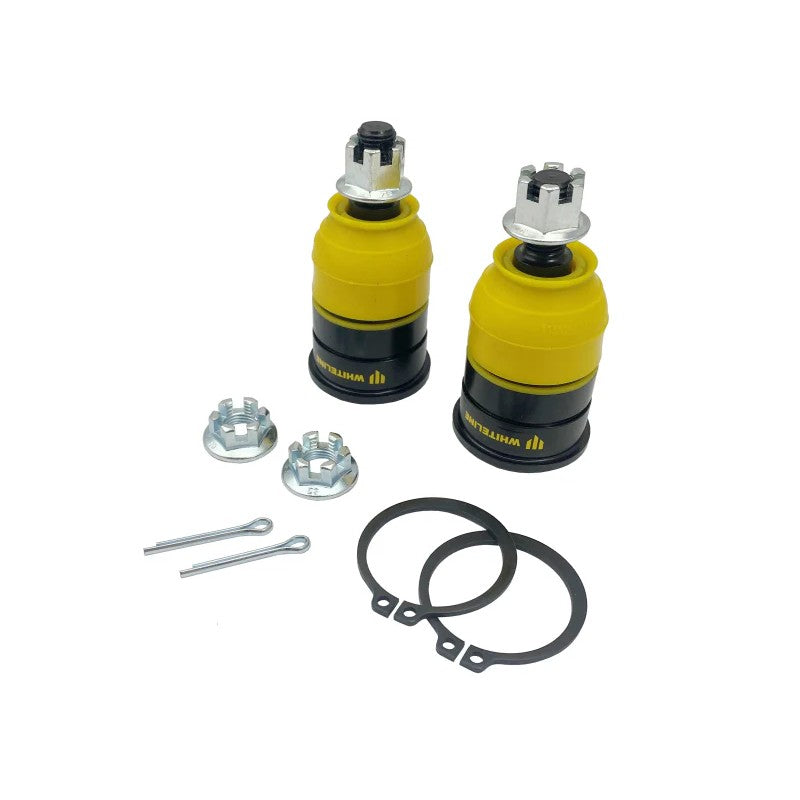 Pair of Whiteline KCA520 front roll center correction ball joints for 2002-2005 Honda Civic and Acura RSX.