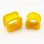 Whiteline KSR202 synthetic elastomer steering rack mount bushings for Subaru models.
