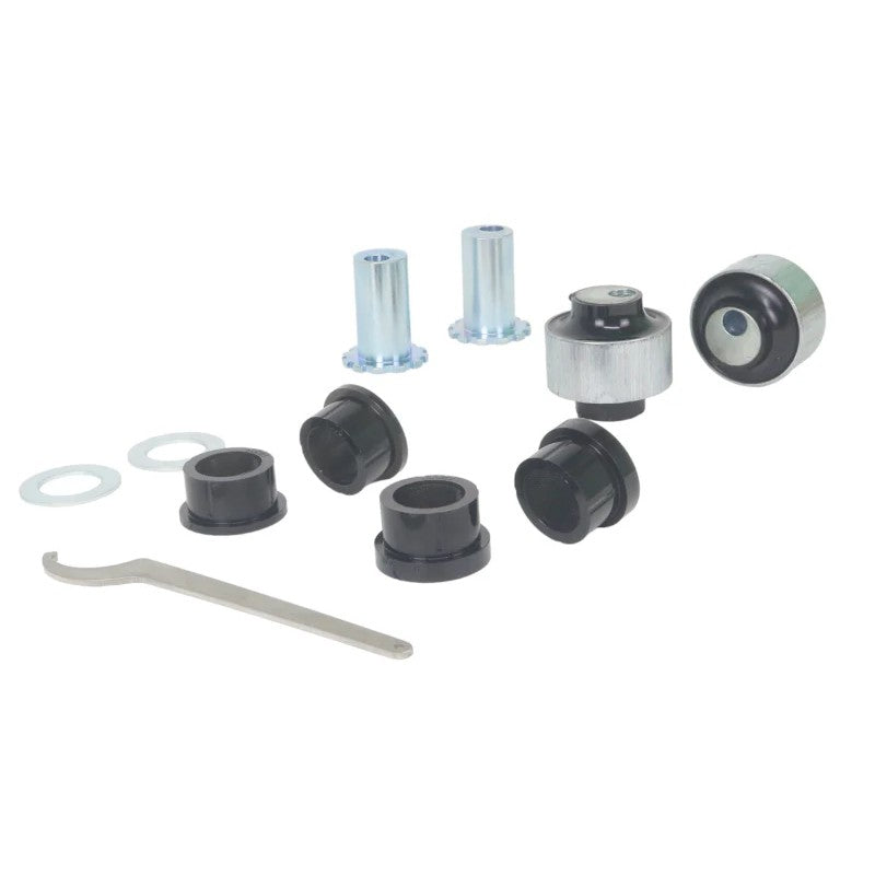 Whiteline KCA547 front lower control arm inner bushing kit including shell bushings, tubes, and installation wrench