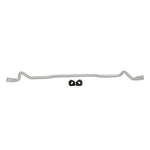 Whiteline 24mm silver powder coated adjustable rear sway bar with synthetic elastomer bushings and lateral locks.