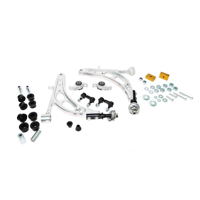 Whiteline KTA290 alloy front lower control arm kit with ball joints and tie rods for 1993-2007 Subaru Impreza