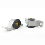 Whiteline KCA359M Front Race Anti-Dive Caster Kit with anodized alloy mounts and yellow synthetic elastomer bushings.