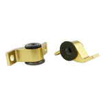 Whiteline KCA362 Front Comfort Anti-Dive Caster Kit featuring anodized silver alloy mounts and black bushings.