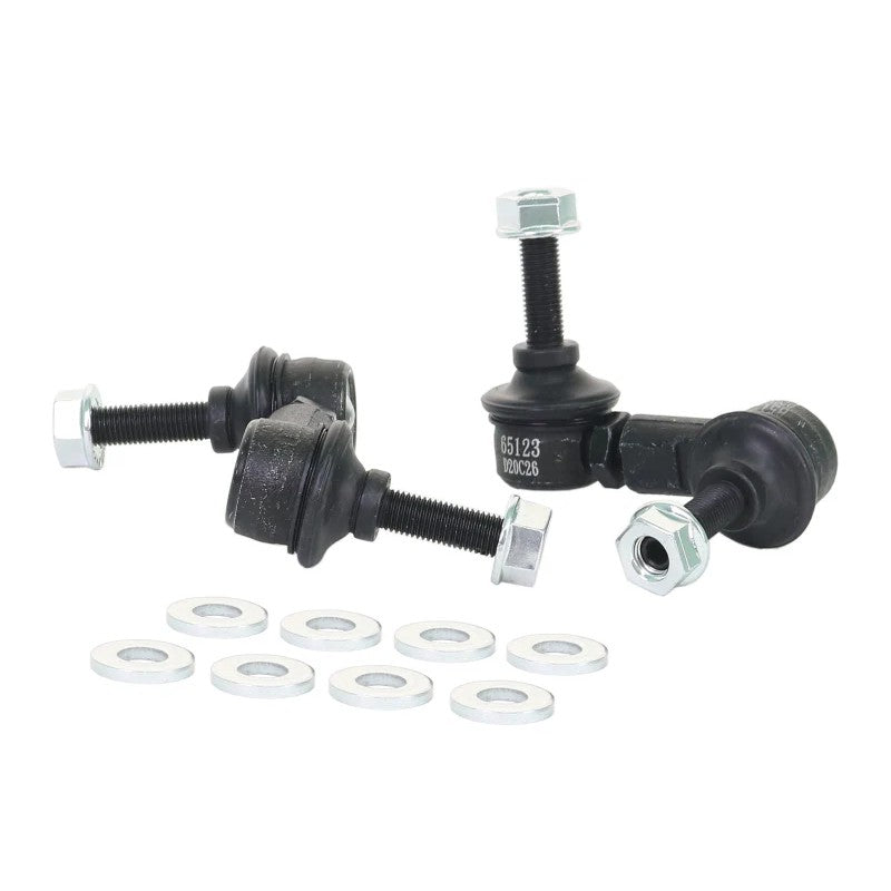Whiteline KLC139 adjustable front sway bar links featuring gold anodized alloy bodies and heavy duty steel ball joints.