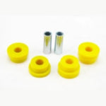Whiteline synthetic elastomer rear differential mount bushings and plated metal hardware for Mitsubishi Evolution.