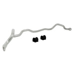 Whiteline BMF48 26mm heavy duty front sway bar with black synthetic elastomer bushings and silver lateral locks.