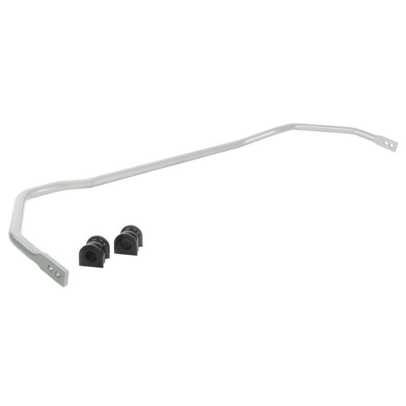 Whiteline 18mm 2-point adjustable rear sway bar with black synthetic elastomer bushings and powder-coat finish.