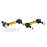 Whiteline KLC243 adjustable rear sway bar end links with gold anodized finish and heavy duty steel ball joints
