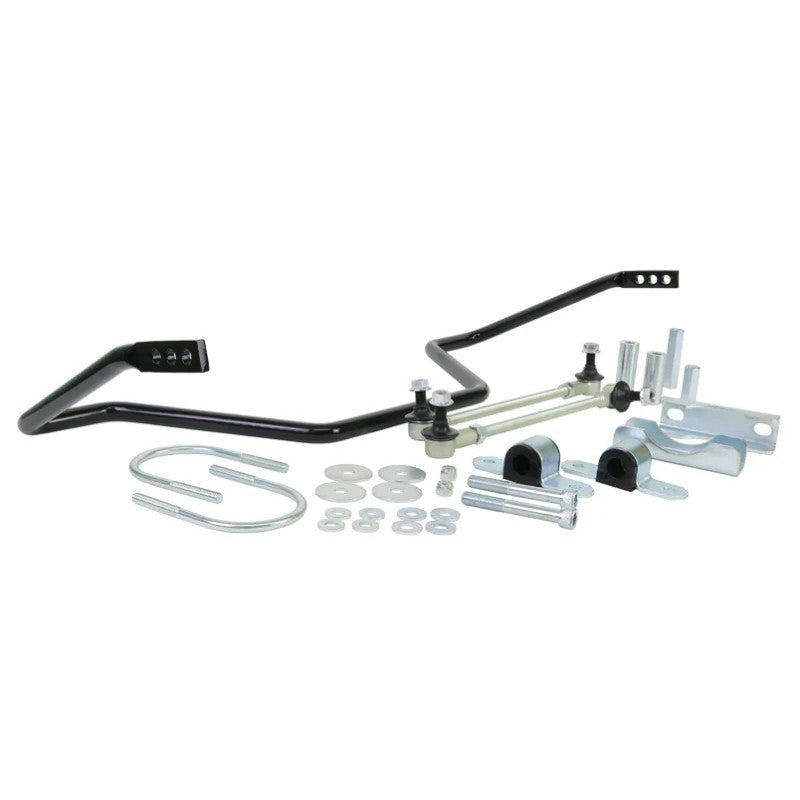 Whiteline BNR45Z 20mm heavy duty adjustable rear sway bar kit with bushings, end links, and mounting hardware