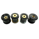 Whiteline KDT917 synthetic elastomer rear crossmember bushings with protective plating and installation grease.