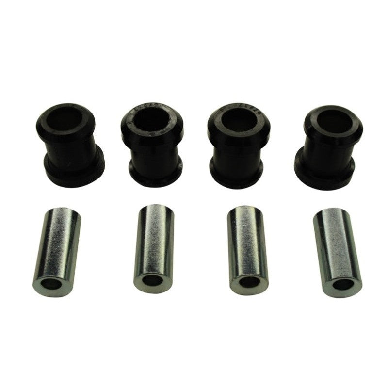 Whiteline KCA421 synthetic elastomer front upper inner control arm bushings with metal sleeves and grease packet.