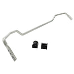 Whiteline 16mm silver powder-coated adjustable rear sway bar with yellow bushings and lateral locks for Mazda MX-5 Miata.