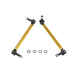 Whiteline KLC169 heavy-duty adjustable front sway bar link with gold anodized alloy body and steel ball joint ends.