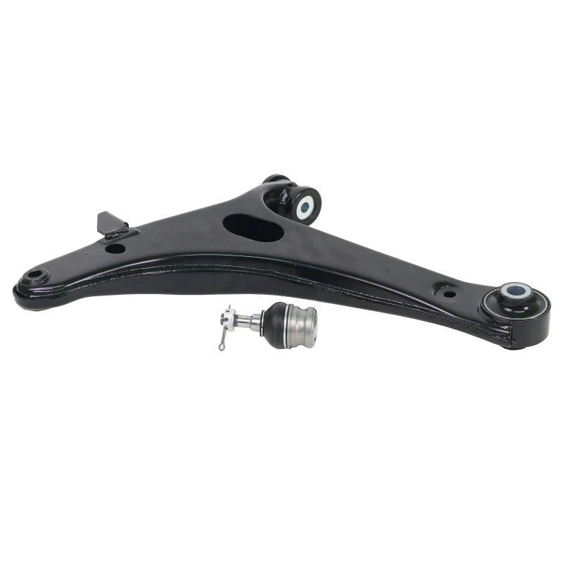 Whiteline WA456R right front lower control arm featuring pre-installed synthetic elastomer bushings and a ball joint.