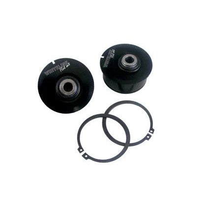 Whiteline KCA400M Race Anti-Lift Kit featuring anodized aluminum bushings and silver mounting hardware for Lancer Evolution.