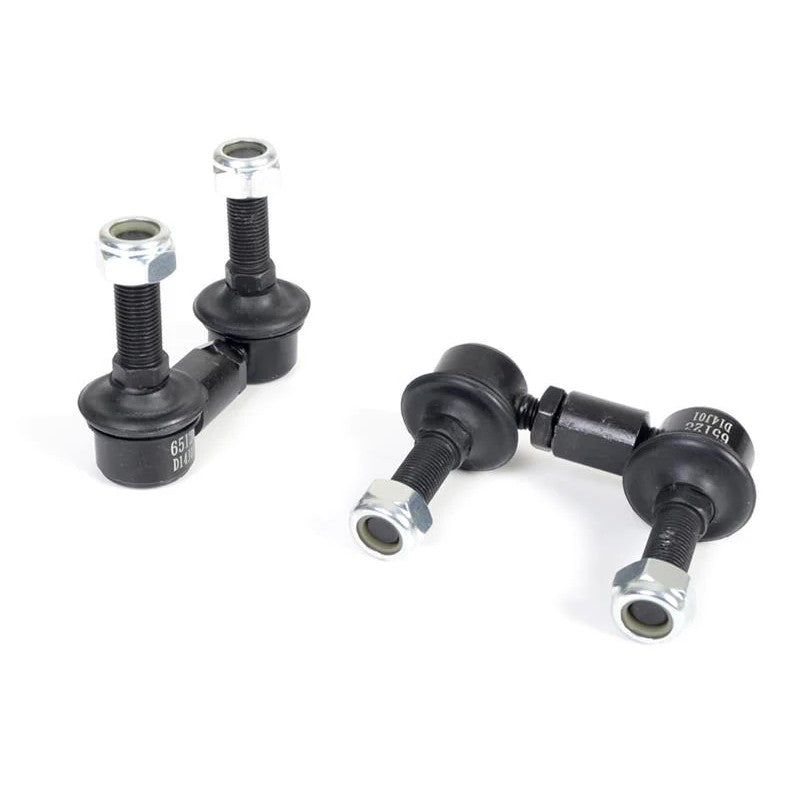 Whiteline KLC172 heavy duty adjustable front sway bar link kit with anodized alloy bodies and steel ball joint ends.