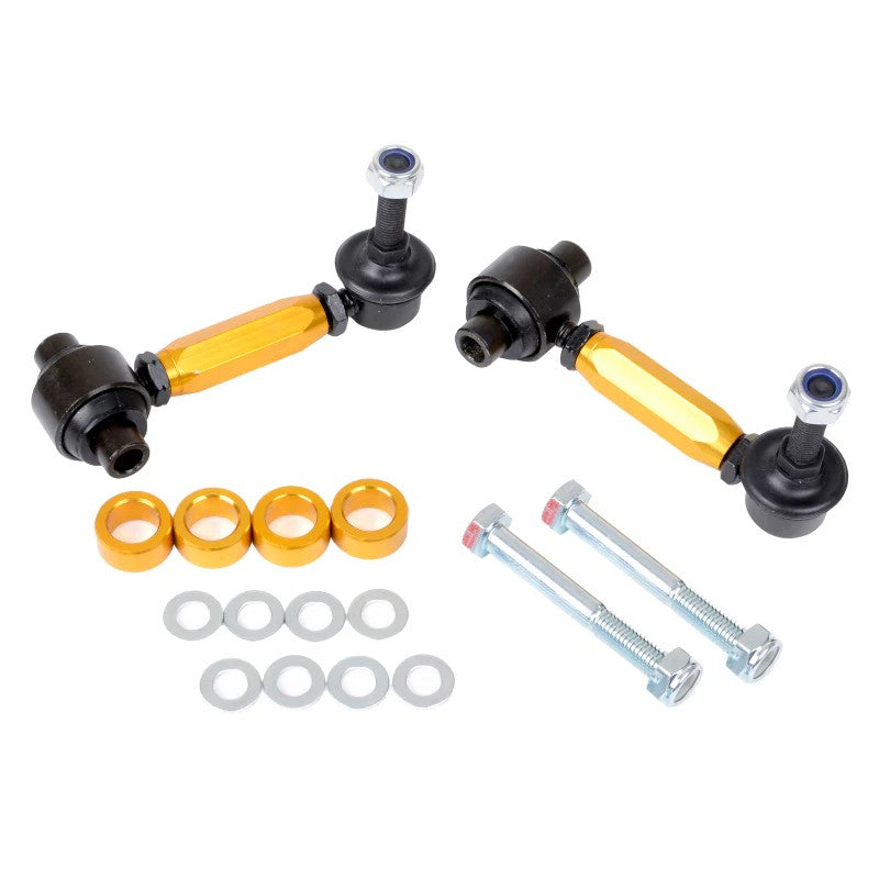 Whiteline KLC200 adjustable rear sway bar link pair featuring high-strength alloy bodies and heavy-duty ball joints.