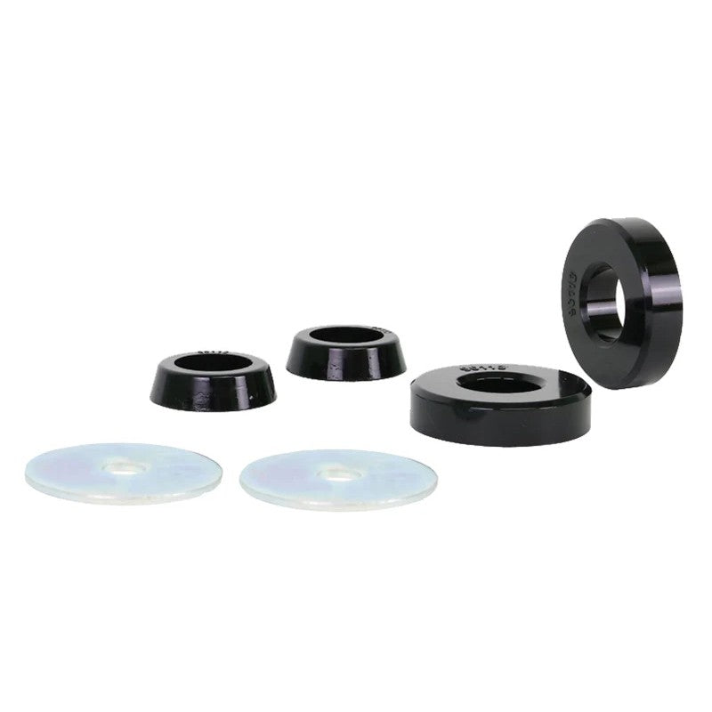 Whiteline KDT972 rear differential mount bushing kit including four yellow synthetic elastomer bushings and two washers