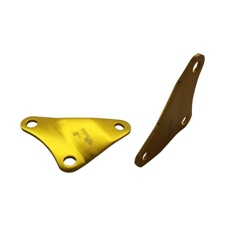 Whiteline KBR14 gold anodized alloy control arm support brace kit for Subaru chassis reinforcement.