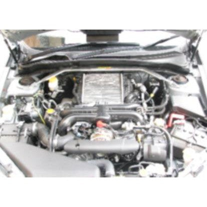 Whiteline KSB568 polished alloy adjustable front strut tower brace for Subaru vehicles.