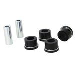 Whiteline W0506 front inner control arm bushing kit featuring black synthetic elastomer bushings and assembly grease.