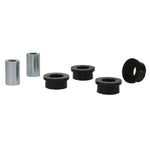 Whiteline W63583 synthetic elastomer rear toe arm inner bushings with metal sleeves and grease.