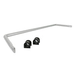 Whiteline 22mm front adjustable sway bar in silver powder coat with yellow synthetic elastomer bushings and lateral locks.