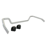 Whiteline BBF15Z 30mm heavy duty adjustable front sway bar with silver powder coating and yellow elastomer bushings.