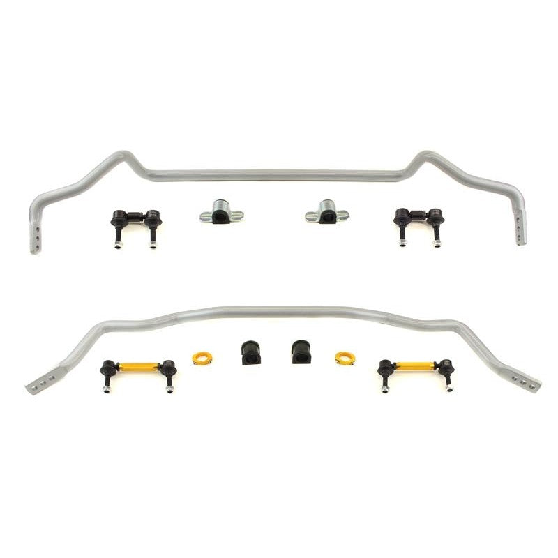 Whiteline BMK010 front and rear 27mm adjustable sway bars with end links and bushings for Mitsubishi Lancer Evolution.