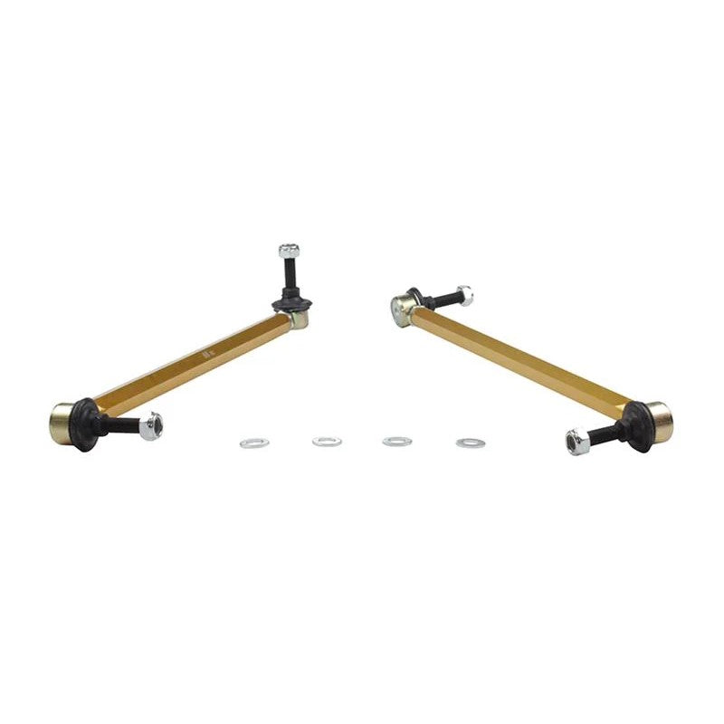 Whiteline KLC177 adjustable front sway bar links with gold anodized alloy bodies and heavy duty steel ball joints.