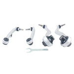 Whiteline KTA383 four-piece front lower control and radius arm kit featuring silver alloy arms and black bushings.