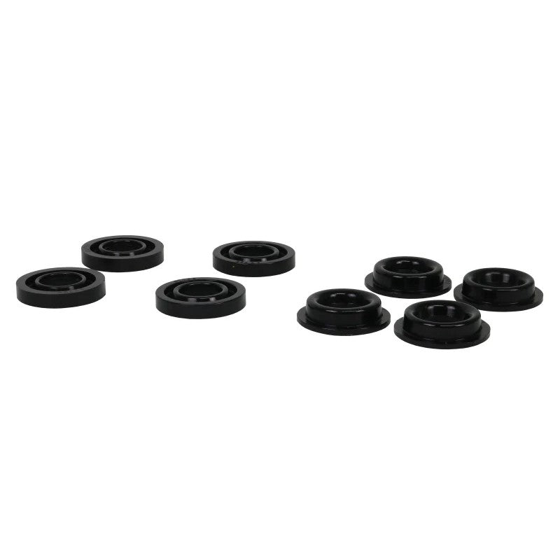 Whiteline KDT922 yellow synthetic elastomer rear crossmember mount insert bushings for Subaru BRZ and Toyota 86