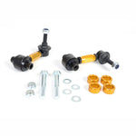 Whiteline KLC182 rear adjustable sway bar link kit featuring gold-colored alloy bodies and 10mm heavy-duty ball joints.