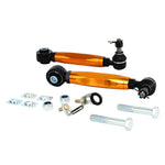 Whiteline KTA147B adjustable rear toe arm with protective gold-zinc plating and installation hardware.