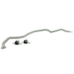 Whiteline BHR95 black 27mm rear sway bar with yellow synthetic elastomer bushings and silver lateral locks.