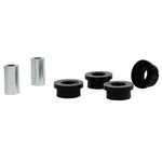 Whiteline W63582 Rear Trailing Arm Lower Rear Bushing Kit including synthetic elastomer bushings and molybdenum grease.
