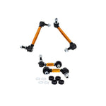 Whiteline KLC264 adjustable sway bar end links featuring gold anodized bodies and heavy-duty steel studs.