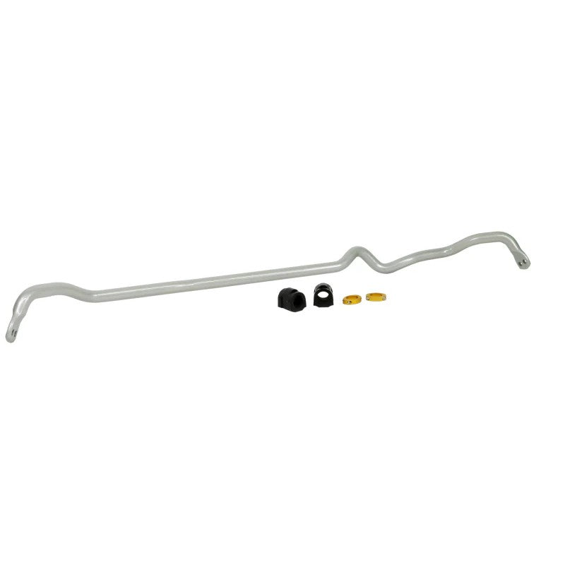 Whiteline 26mm heavy duty adjustable front sway bar with synthetic elastomer bushings and lateral locks.
