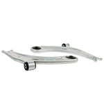 Pair of Whiteline front lower control arms with black synthetic elastomer bushings and molybdenum grease packets.