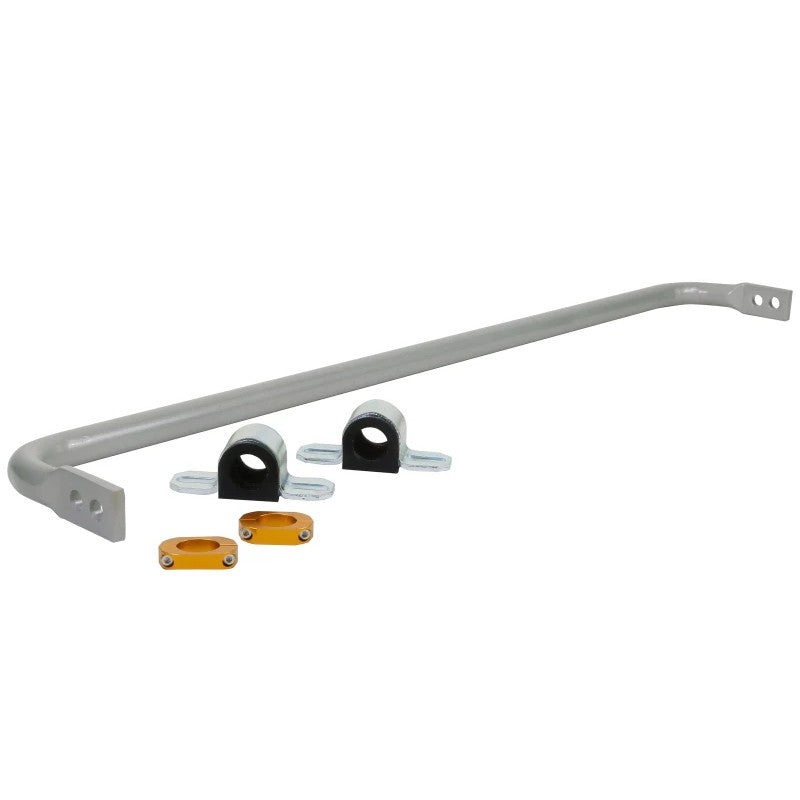 Whiteline 24mm heavy duty adjustable rear sway bar with synthetic elastomer bushings and lateral locks.