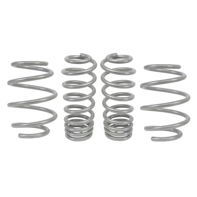 Set of four Whiteline performance lowering springs with a durable powder-coated finish for Hyundai and Kia models.
