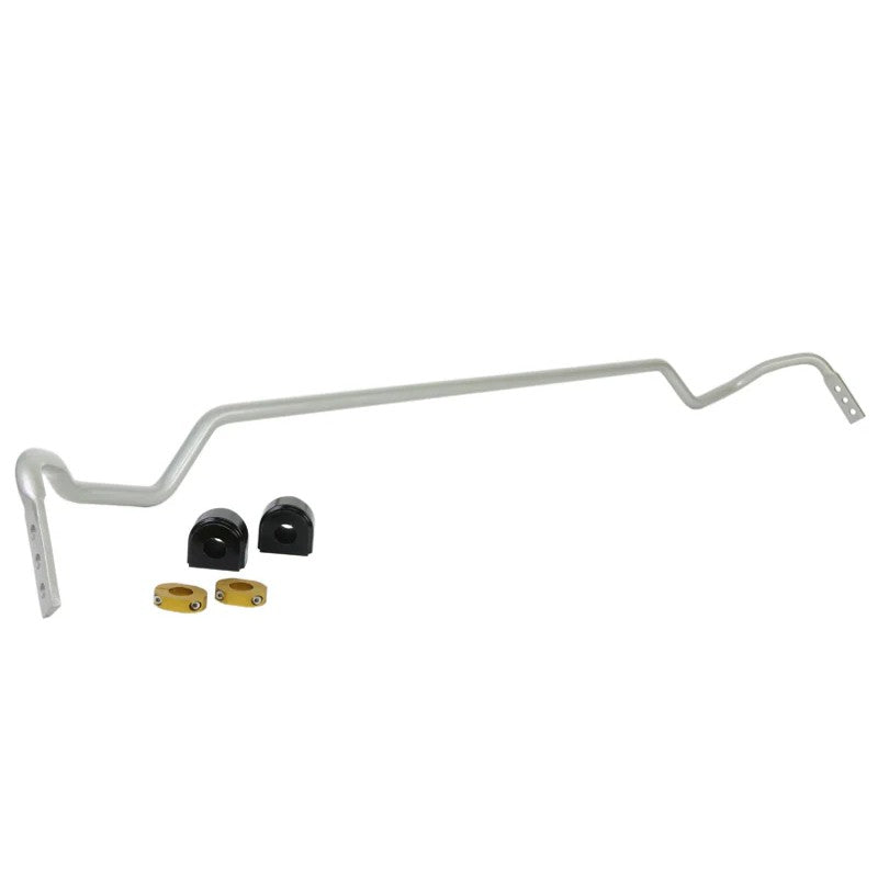 Whiteline 18mm adjustable heavy duty rear sway bar BTR99Z with yellow synthetic elastomer bushings and lateral locks.