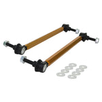 Whiteline KLC140-395 adjustable front sway bar link assembly with ball joints and gold-tone hardware